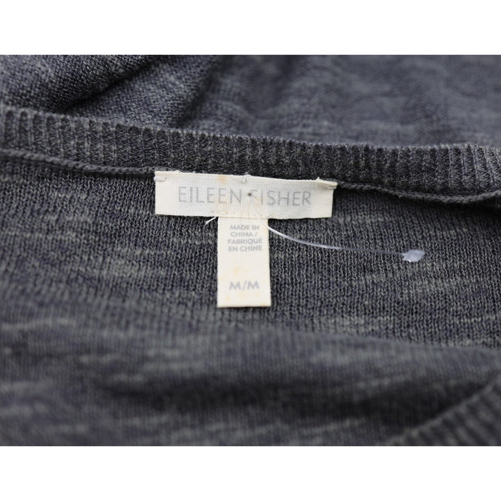 A4 Auth EILEEN FISHER Heathered Gray Cotton Linen Blend Knit Sweater Tunic Sz M - Picture 5 of 6